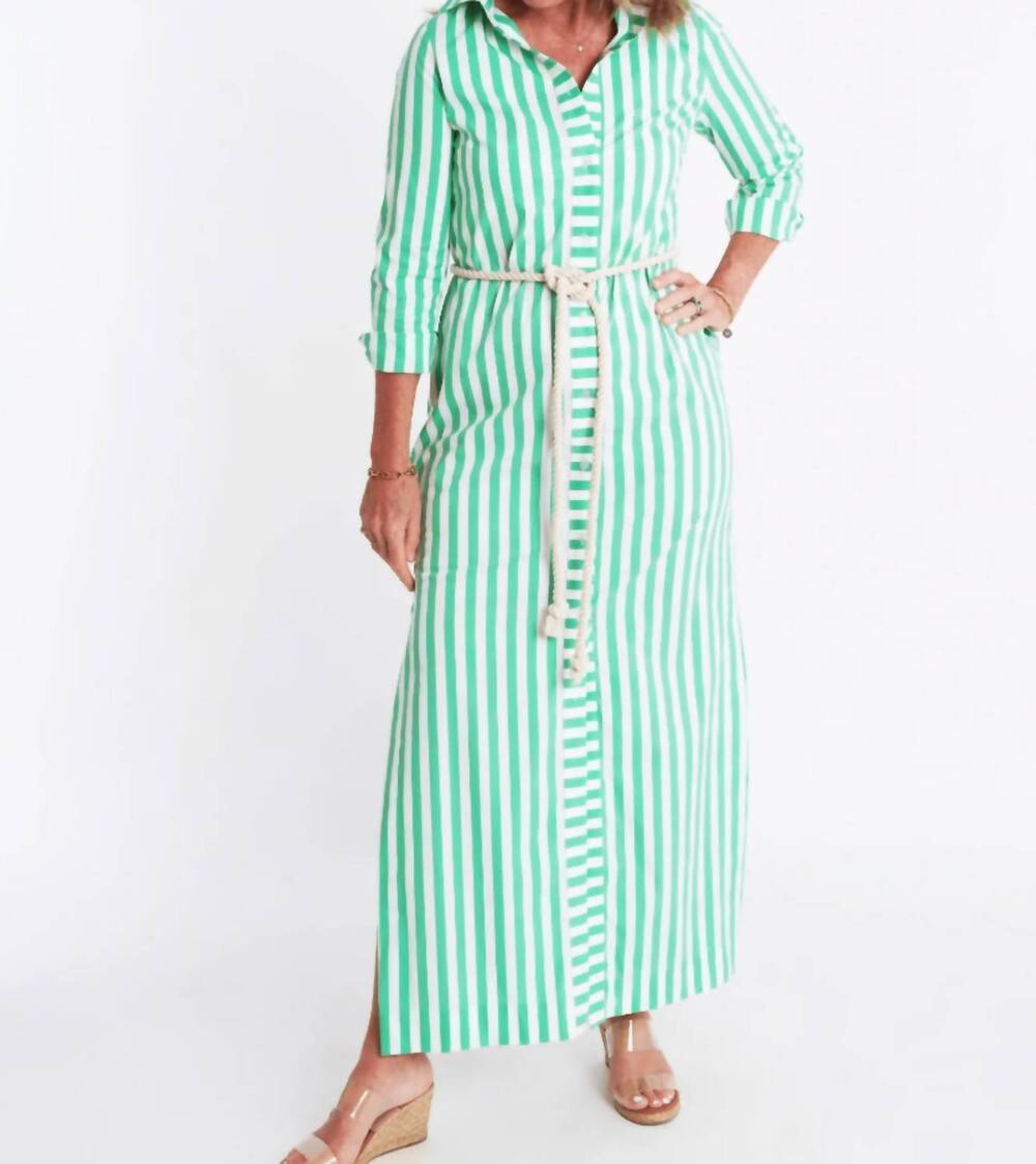 NEW CK BRADLEY monteith caftan midi dress in green stripe